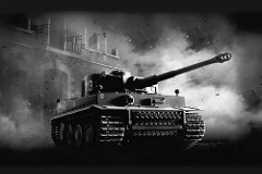 Sd.Kfz. 181 Panzerkampfwagen VI Ausf. E - Tiger I - Principais características: Tanque pesado com capacidade de destruir qualquer carro de combate da época. Possuía um canhão de 88 mm e uma blindagem capaz de suportar diversos impactos de vários tipos de canhões de alto calibre. Em contrapartida possuía baixa velocidade e curto alcance. Sua caixa de cambio apresentava problemas frequentemente e muitas vezes acabavam sendo destruídos pela própria tripulação. - Blindagem: 25 a 110 mm - Velocidade: 38Km/h - Armamento: Canhão de 8.8 cm KwK 36 L/56 92 disparos e duas metralhadoras MG34 de 7.92 mm 4.800 disparos. - Tripulação: 5 - comandante, artilheiro, armador, operador de rádio/metralhadora e motorista.