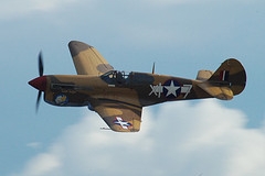 Curtis P40 Warhawk foi um caça monomotor norte-americano utilizado para ataque ao solo durante a Segunda Guerra. A produção dos P-40s terminou em novembro de 1944 sendo produzidas 13738 unidades e utilizadas por 28 países até 1948. Warhawk foi o nome que o United States Army Air Corps (USAAC) adotou enquanto que as forças aéreas britânicas deram-lhe o nome de Tomahawks aos modelos equivalentes aos P-40B e P-40C, e Kittyhawk aos modelos equivalentes ao P-40E e versões posteriores. Entre 1941 e 1944, o P-40 teve um papel fundamental para as forças aéreas aliadas em 5 grandes teatros da guerra: China; Mediterrâneo; Sudeste da Ásia; Sudoeste do Pacífico e na Europa Oriental. O P-40 teve seu batismo de fogo em agosto de 1942 ao serem utilizados pela RAF no Norte da África e Oriente Médio. Especificações Técnicas: Comprimento:9,66 m ,envergadura:11,38 m , altura:3,76 m , motor: 1 x motor a pistão V12 refrigerado a líquido, velocidade máxima:580 km/h, teto máximo:8800m, armamentos: 6 x metralhadoras Browning cal. .50 de 12,7 mm , bombas de 110 kg à 450 kg.